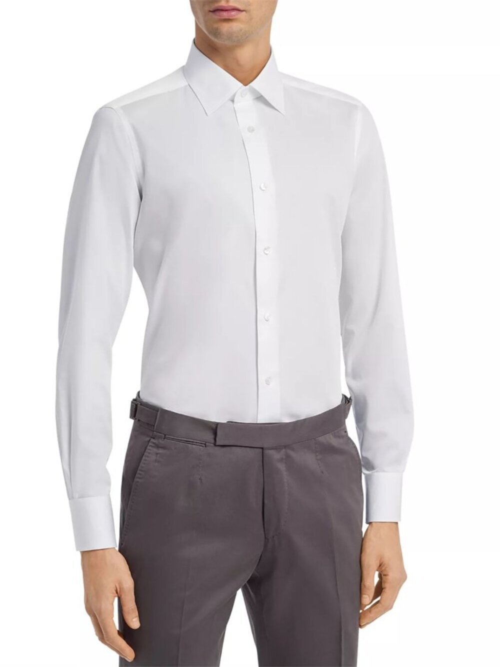 Ermenegildo Zegna Men's White Milano Button Down Dress Shirt 8342